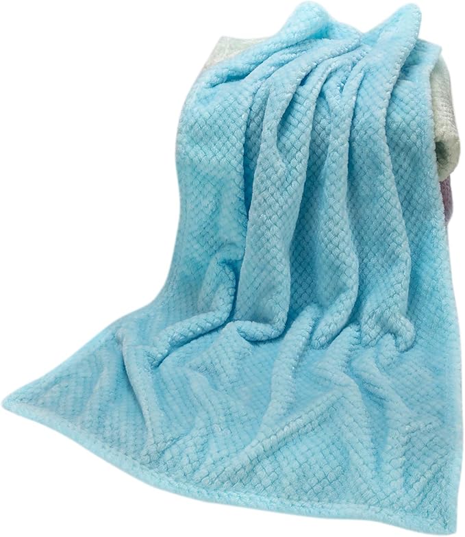 Fuzzy Throw Blanket, Plush Fleece Blankets for adults, Toddler, boys and Girls, Warm Soft Blankets and Throws for Bed, Couch, Sofa, Travel and Outdoor, Camping (40Wx60L, M-Ice Blue)
