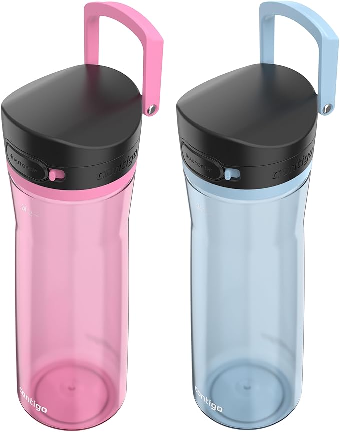 Contigo Jackson Water Bottle, 24 oz, 2-Pack, Glacier; Azalea