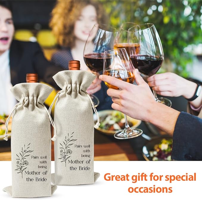 Mother of The Bride Proposal Gift, Burlap Wine Bag, Wedding Party or Engagement Shower Party Favor Supply Gift, Mother of the Groom Gift, Gift to Parents from Bride and Groom, Bride's Mother Gift
