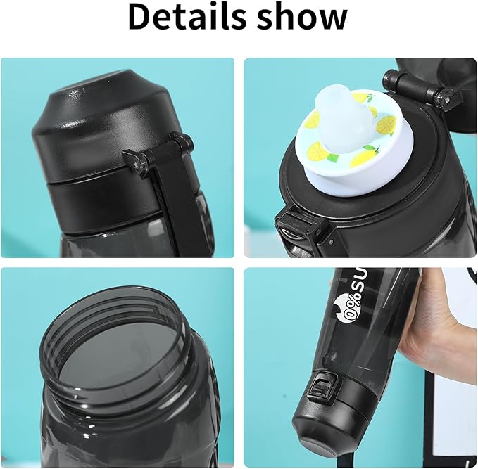 Air Water Bottle 8PCS Flavor Pods 22oz Fruit Fragrance Scented Water Cup BPA Free 0% Sugar For Outdoor Sports,Gifts From Friends, Birthday Gifts (1 bottle Black+7 pods in random flavors)