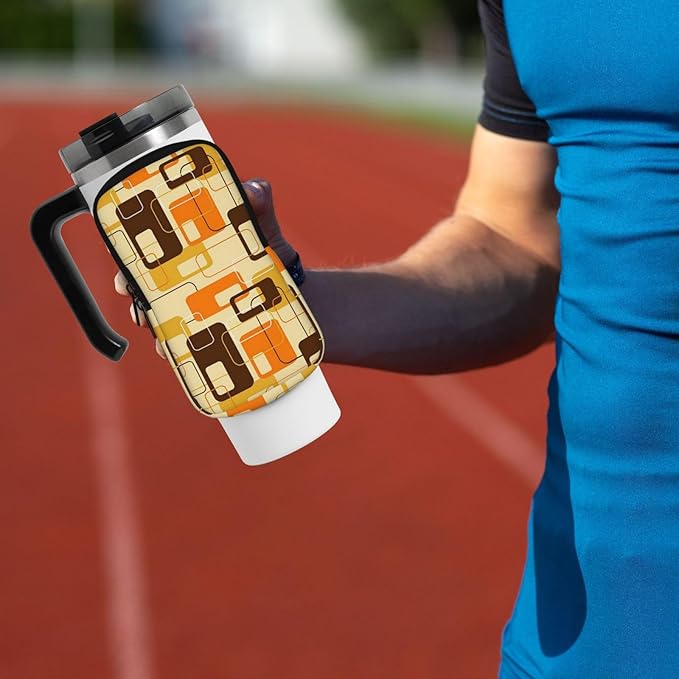 Water Bottle Pouch for Stanley Cup 40oz 30oz,Personalized Gym Purse for Men Women, Tumbler Pouch with Versatile Pocket Water Bottle Bag for Cards, Keys, Phone Botanical Leaf