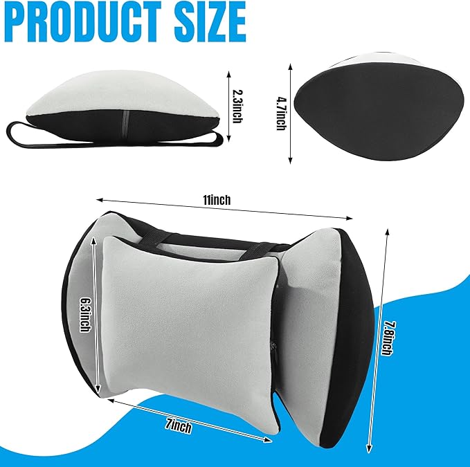 HOMBYS Car Neck Pillow for Driving,Universal Car Headrest Pillow for Cervical Support and Neck Pain Relief,Ergonomic Memory Foam Neck Pillow for Car Seat,Fit for Most Cars,Grey
