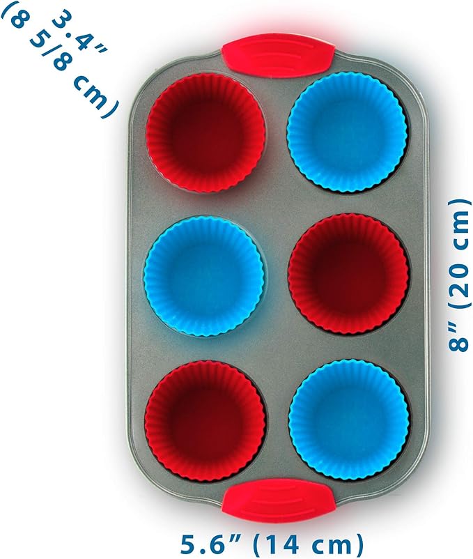 Boxiki Kitchen 24 PCS Kids Baking Set Includes 1 Muffin Pan, 6 Silicone Cupcake Liners, 10 Cookie Cutters, Spatula, Egg Whisk, Mini Measuring Cup and 4 Measuring Spoons.