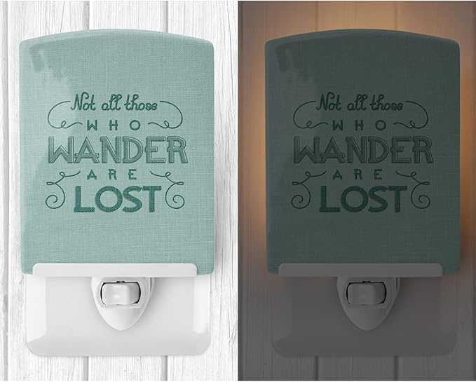 Caroline's Treasures BB5466CNL Not All Who Wander are Lost Ceramic Night Light Compact, UL-Certified, Ideal for Bedroom, Bathroom, Nursery, Hallway, Kitchen, 6x4x3, Multicolor