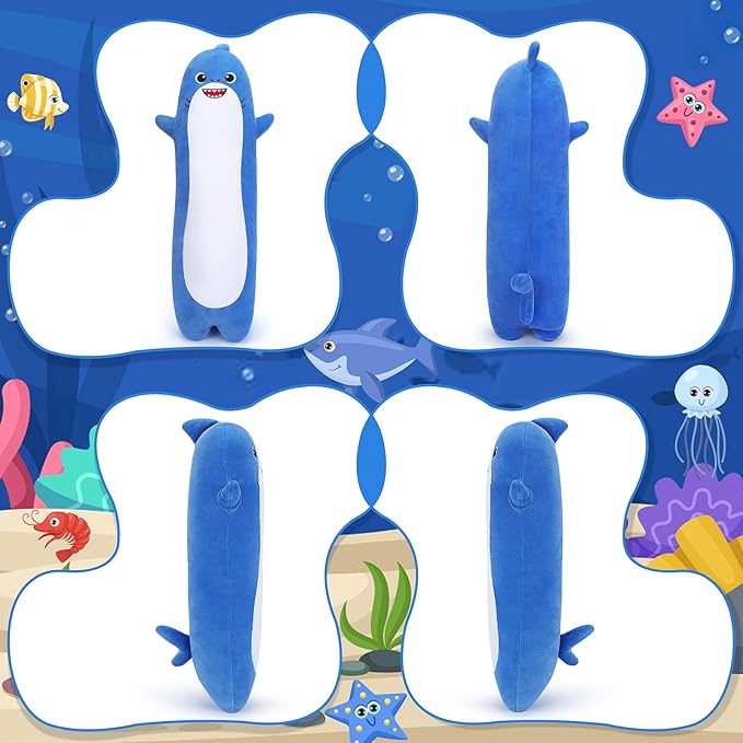 Large Shark Plush,33.5” Long Shark Stuffed Animal,Cute Plushies Long Shark Plush Toys,Kawaii Sleeping Animal Body Pillow,Soft Plush Hugging Pillow,Ideal Snuggle Buddy for Kids Adults