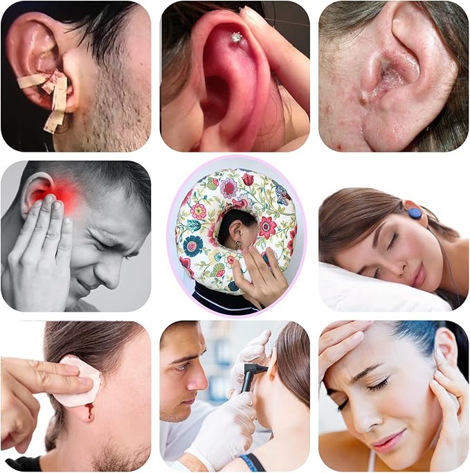 Ear Hole Piercing Pillows for Ear Pain Side Sleeping CNH Pillow Pressure Sore Pain Relief Ear Guard Lifesaver Tinnitus Support Neck Head, Sunflower