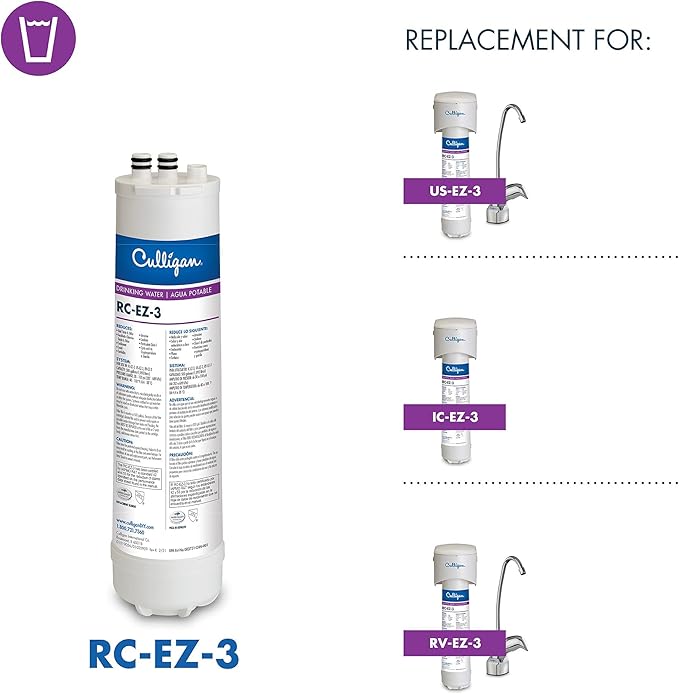 Culligan RC Change Advanced Water Filtration Replacement Cartridge, 500 Gallons, EZ-3 (Better), Color