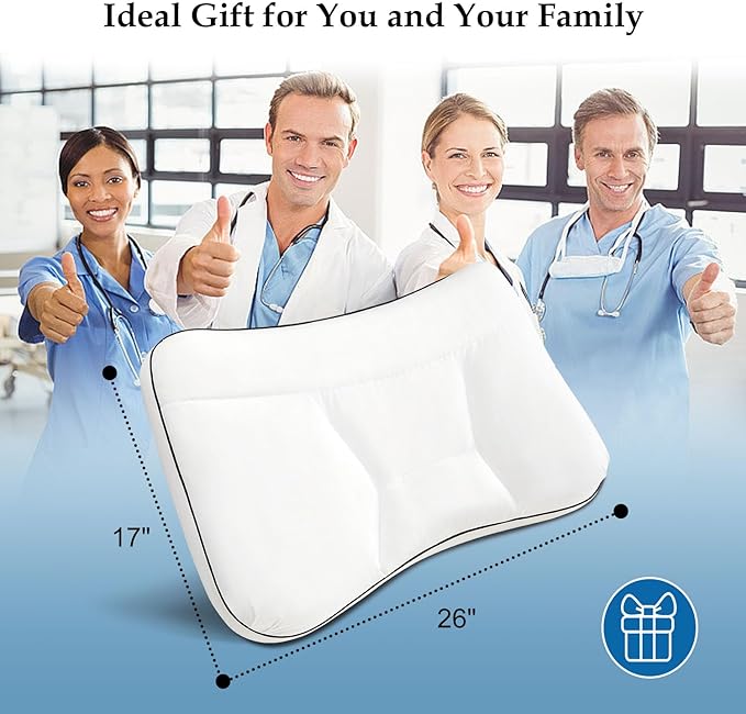Cervical Neck Pillow for Sleeping, Orthopedic Contour Pillow for Neck and Shoulder Pain Relief, Cervical Memory Foam Support Pillows for Side, Back and Stomach Sleepers