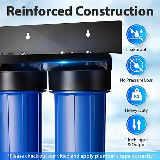 iSpring Whole House Water Filter System, Highly Reduces Iron, Manganese, Chlorine, Taste, Odor, 2-Stage Whole House Water Filtration System, Model: WGB22BM, 1" NPT Inlet/Outlet