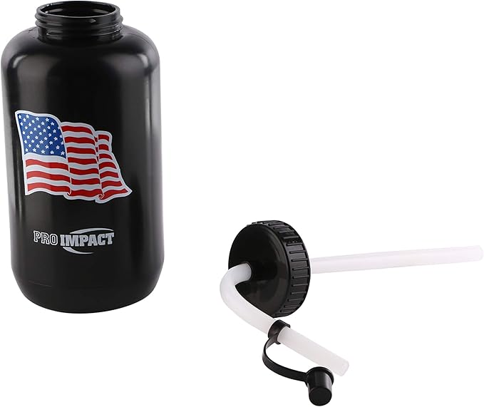 Pro Impact Squeezable Water Bottle Bendable Long Straw - LDPE BPA Free Plastic - Hydration for Baseball Hockey Gym MMA Yoga Boxing Cycling Softball Football Lacrosse (35.5 Oz.)