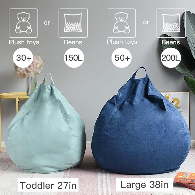 YuppieLife Kids Storage Bean Bag Cover(No Filling)Toy Organizer|Carrying Handle Sofa|Available for Kids and Teenager|Cuddle Chair|Machine Washable and Durable(27“,Happy Dinosaur)