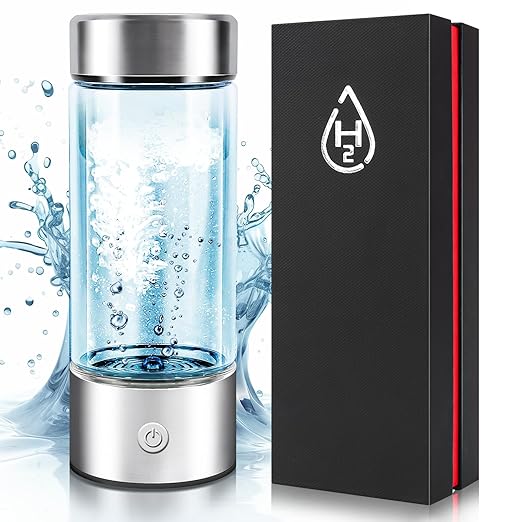 Hydrogen Water Bottle, Hydrogen Water Bottle Generator 3rd gen, Quick Electrolysis of 2000PPB Alkaline Hydrogen Water, Gift Packaging, silver, QSB001