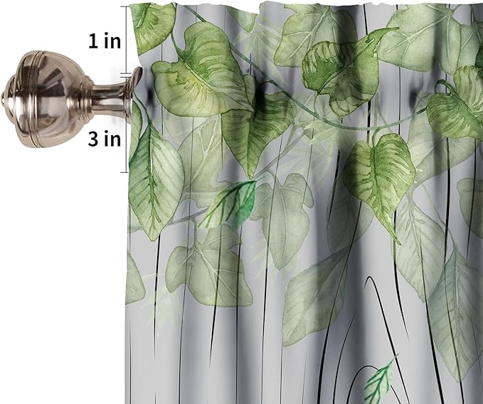 Cartoon Window Valance, Kids Woodland Animal Print Bears Deer Trees Leaves Forest Kitchen Valance for Living Room Nursery Bedroom Nursery Decor with Rod Pocket 54x18 Inch, 1 Panel