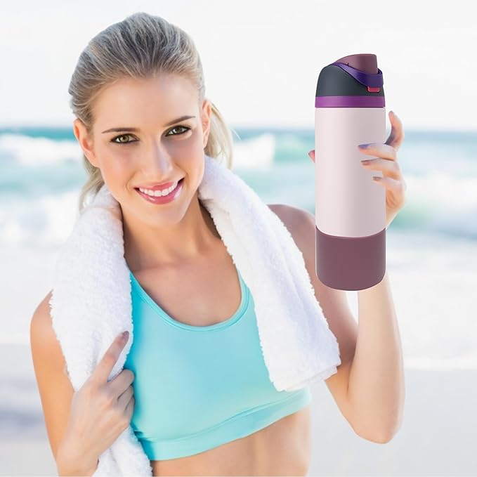 2PCS Silicone Water Bottle Boot for Owala 24oz 32oz 40oz,Anti-Slip Protective Sleeve Bottom Bumper Protector for FreeSip, Twist, and Flip Water Bottles