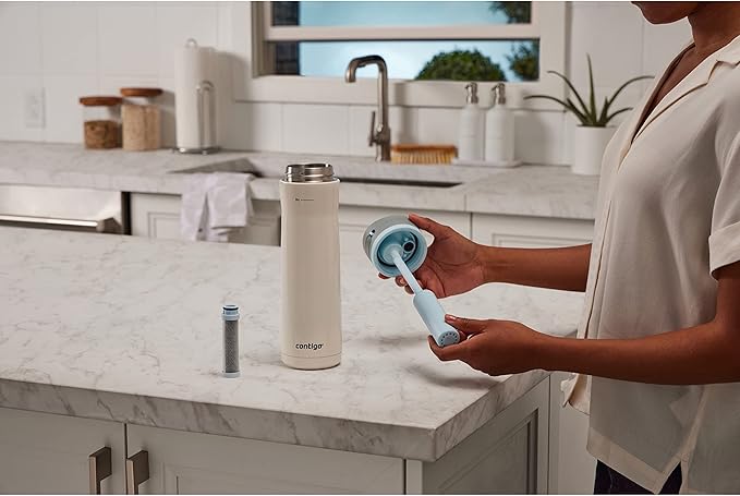 Contigo Wells Chill Stainless Steel Filter Water Bottle with AUTOSPOUT Straw Lid, 24oz., Salt