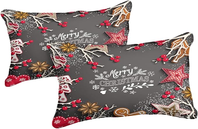 Bedbay Christmas Bedding Queen Christmas Comforter Set Cartoon Gingerbread Man Printed Xmas Themed Bedding 4-Piece Xmas Comforter Set Christmas Decorations(Christmas,Queen)