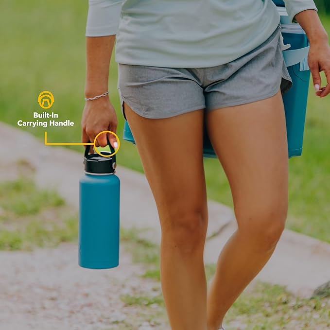 RTIC 40oz Vacuum Insulated Water Bottle, Metal, Stainless Steel, BPA Free, Reusable, Sweat-Proof Flask for Hot and Cold Drinks, Travel, Sports, Camping, White