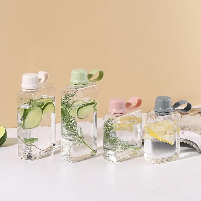 MoChic Flat Water Bottle Portable Slim Water Bottle Design BPA Free Wallet Water Bottle Can be Put into Small Pockets, Makeup Bags and Handbags, Suitable for Travel, Work and Outdoor Sports 17oz(Gary)