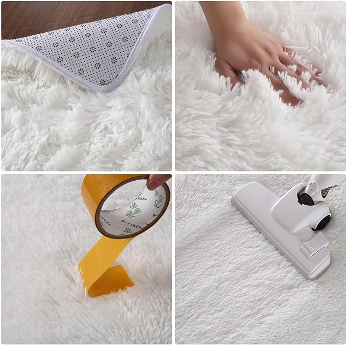 Fluffy Grey Rugs for Bedroom Living Room 10x13 Extra Large Soft Shaggy Throw Carpet Non Slip Furry Fuzzy Rugs for Nurery Kids Room Plush Cozy Non Shedding Home Decor Mat, Tie Dye Dark Grey