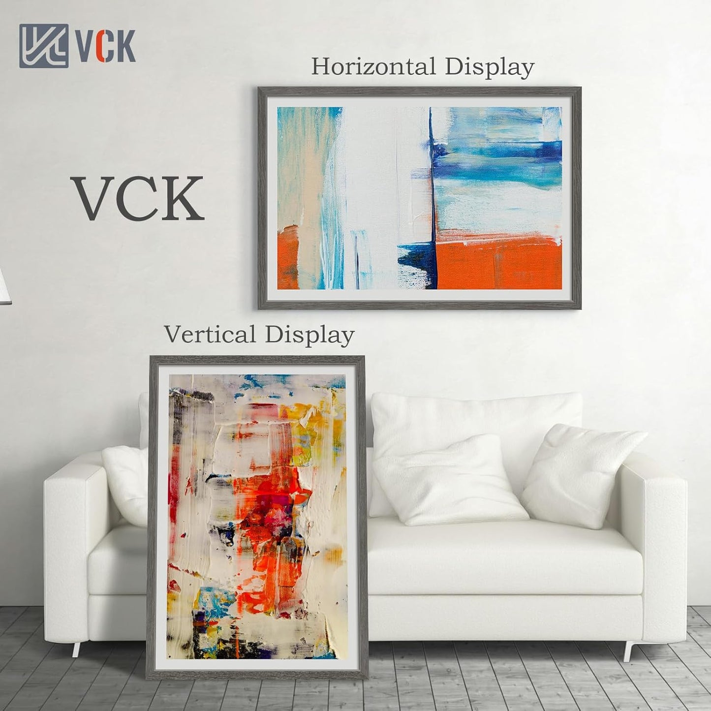 VCK 27x40 Poster Frame Set of 3, Gray Solid Wood Picture Frame, Exclusive Wood Grain, Wall Mounting Hanging
