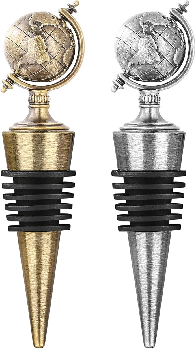 LKKCHER Earth Globe Wine Stopper, Wine Gifts for Men Women, Bottle Stoppers for Wine Champagne, Birthday Gifts, Wine Saver, Wine Accessories