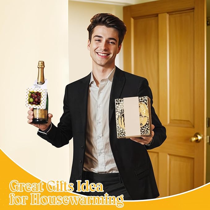 ISKYBOB 20PCS Wine Bottle Box with Window, Kraft Paper Wine Boxes for Birthday Gifts Hanging Wine Treat Box Mini Charcuterie Boxes Champagne Bottles Gift Boxes Candy Box for Party Favor (White Gold)