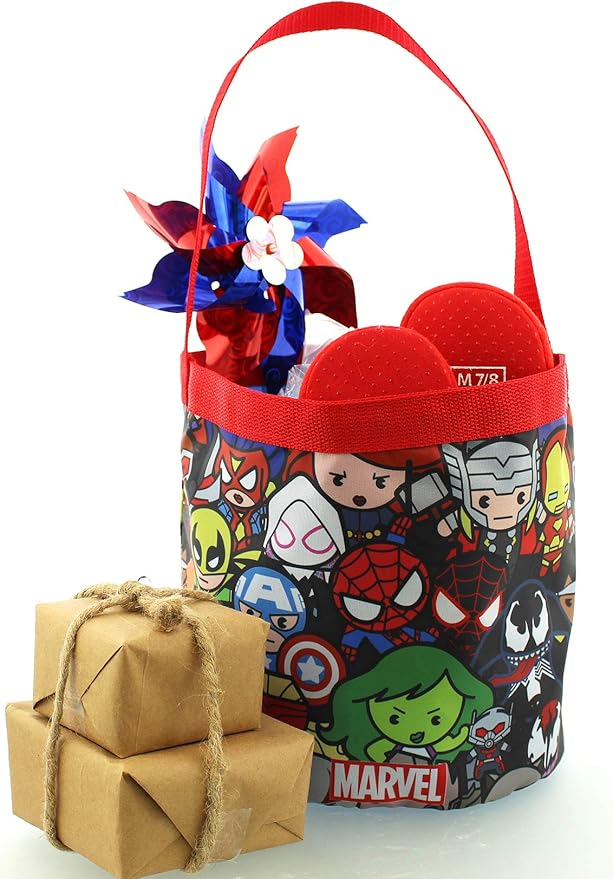 Marvel Super Hero Adventures Boys Collapsible Nylon Gift Basket Bucket Tote Bag