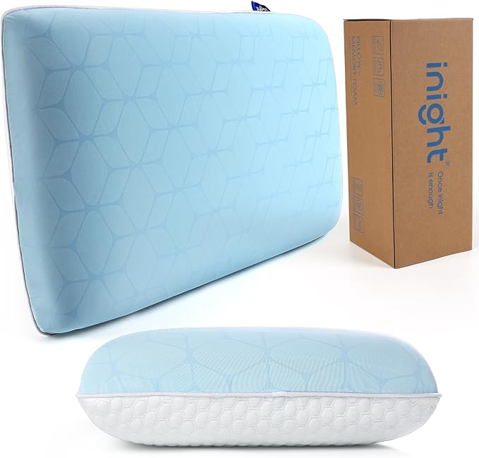 inight Cooling Pillow, Cooling Gel Memory Foam Pillows, Cooling Pillow for Hot Sleepers, Back Sleepers & Side Sleepers Pillow, Bed Pillows for Sleeping, Oeko-TEX & CertiPUR-US, Standard Size