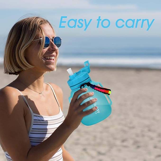 Collapsible Water Bottles 40 OZ Gallon Motivational Water Jug with Straw 1.2L Silicone Sports Water Bottle with Time Marker, Leakproof Large Water Bottle for Yoga Camping Outdoors