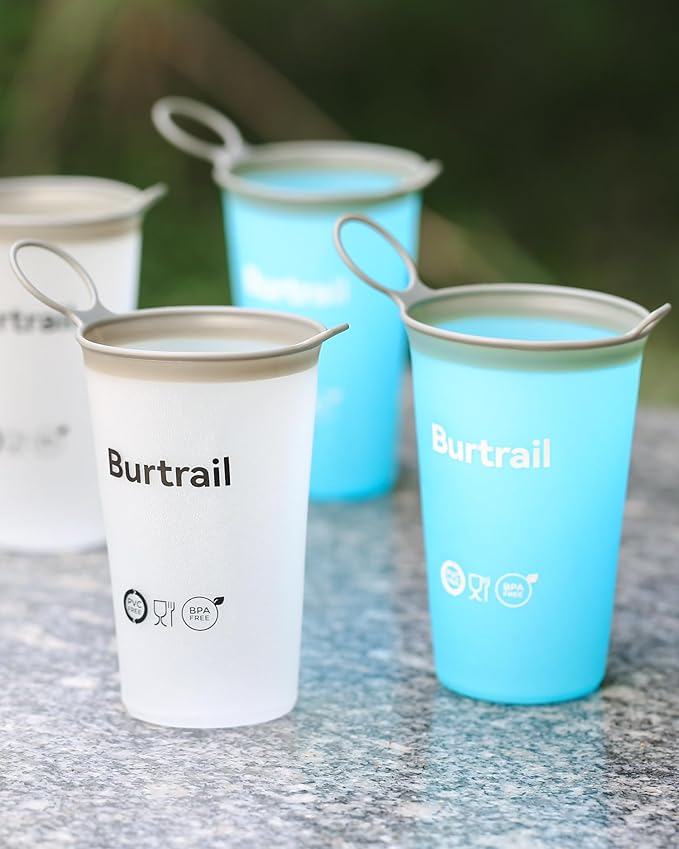 Collapsible Running Cup,Ultralight Protable Running Water Cup for Trail Running,Ultramarathon,Backpacking,Camping-BPA Free,200 ml/6.8 oz-2Pack, SkyBlue & White