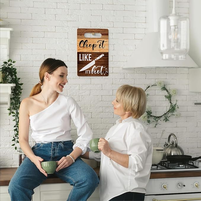 Farmhouse Kitchen Decor, Kitchen Signs Wall Decor, Wall Decor for Kitchen, Kitchen Decorations, Kitchen Door Wall Hanging Decor, Chop It Like It's Hot Wood Sign 8 x 12 Inch