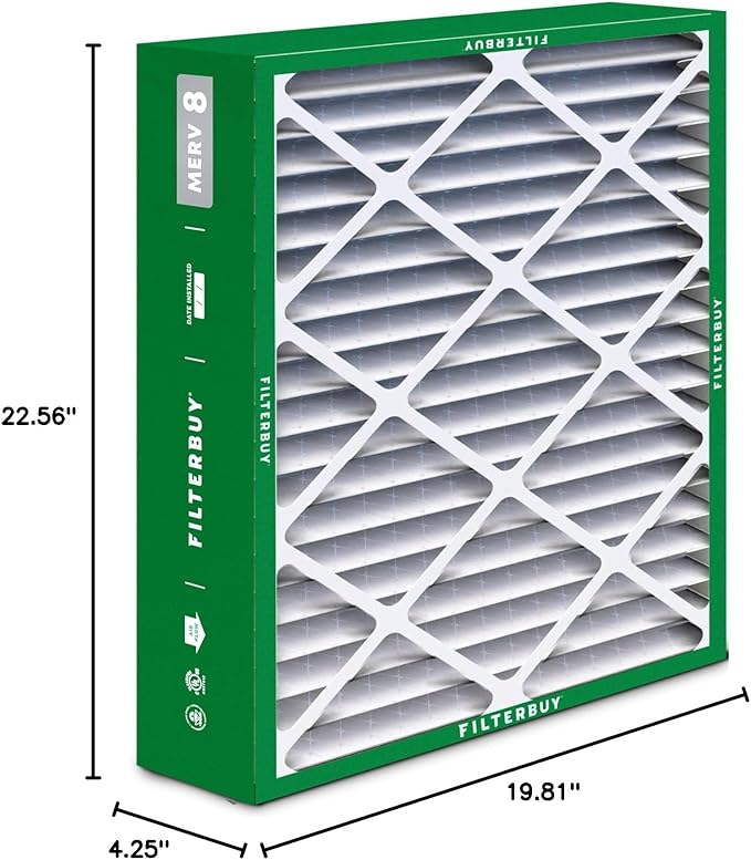 Filterbuy 20x23x5 Air Filter MERV 8 Dust Defense (2-Pack), Pleated HVAC AC Furnace Air Filters for Bryant, Carrier, BDP, Day & Night, and Payne (Actual Size: 19.81 x 22.56 x 4.25 Inches)