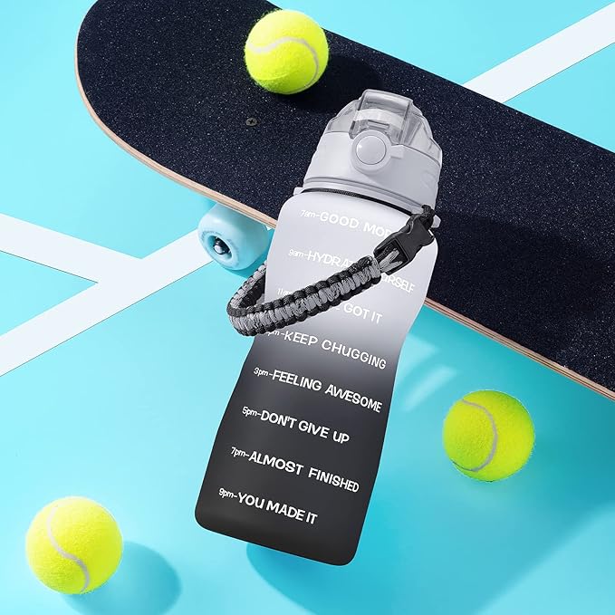 Water Bottles 1 / Half Gallon with Time Marker and Straw, Large Fitness Sports Motivational Bottle, Wide Mouth Leakproof and BPA Free for Travel, Gym,office,school