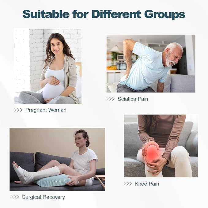 Cooling Memory Foam Knee Pillow for Side Sleepers, Between Legs Pillow, Soothing Relief for Sciatica Back HIPS Knees Joints, with Inner Pillowcase and Extra Foam Filler, Blue