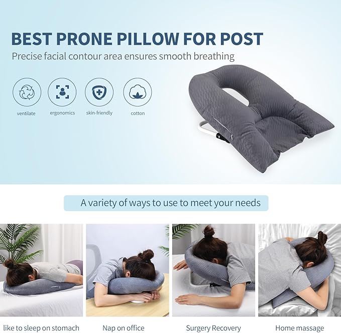 Face Down Pillow for Sleeping, Prone Pillow for Vitrectomy or Retinal Surgery, Adjustable Height Prone Prone Pillow Face Down Sleep, Retina Lying Pillow Eye Surgery Recovery (Velvet-Purple)