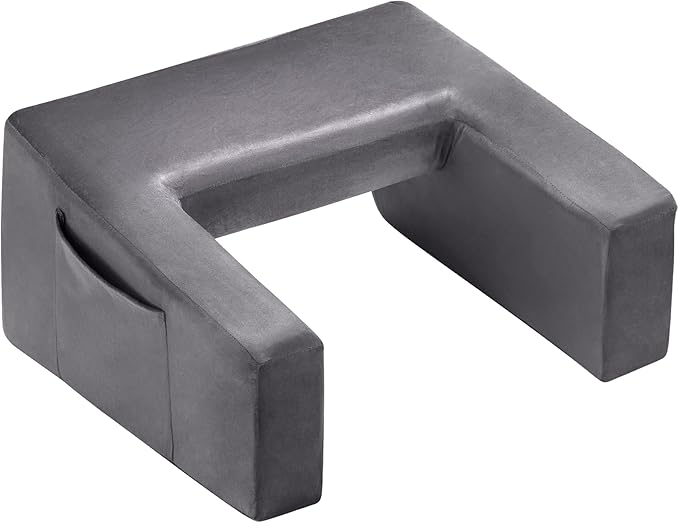 Homguava Reading Pillow Memory Lap Desk Foam Pillow for Adults Gaming Pillow Arm Rest Pillow for Reading, Crocheting, Gaming or Sitting in Bed (Grey, Large)