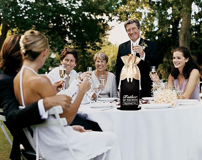 Muruseni Father of the Bride Gift,Gift for Father in law, Birthday Gift for Father in law, Gift to Wife's Father, Groom to Father in law Gift-Cotton linen Drawstring Wine Bags(1 Pack)