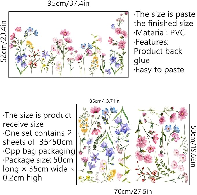 Large White Flower Wall Stickers, Removable DIY Romantic Cherry Blossom Tree Wall Murals Peel and Stick 3D Wall Art Stickers Murals Home Decor for Gilrs Bedroom Nursery Rooms Living Room