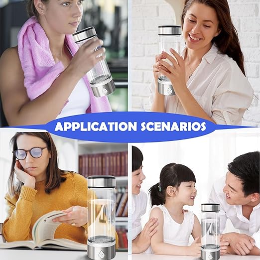 Hydrogen Water Bottle, Portable Hydrogen Water Bottle Generator, Rechargeable Water Ionizer Machine, 3 Minutes Water Quality Enhancement Health Water Bottle for Home Travel Sports Office (Silver)