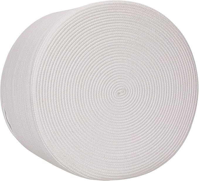 24" x 24" x 17" Max Size Large Cotton Rope Basket, Extra Large Storage Basket, Woven Laundry Hamper, Cloth Storage Bin, for Blankets Clothes Towels Pillows in Living Room, All White