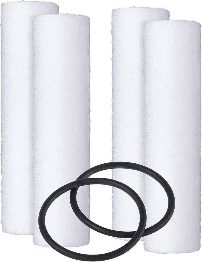 F4Y – Sediment Water Filter Cartridges Compatible with FXUSC, GXWH04F, GXWH20S Models – Removes Bad Taste & Odor – Whole House Replacement Filter Cartridge – 10" x 2.5" (4 Pack with 2 O-Rings)