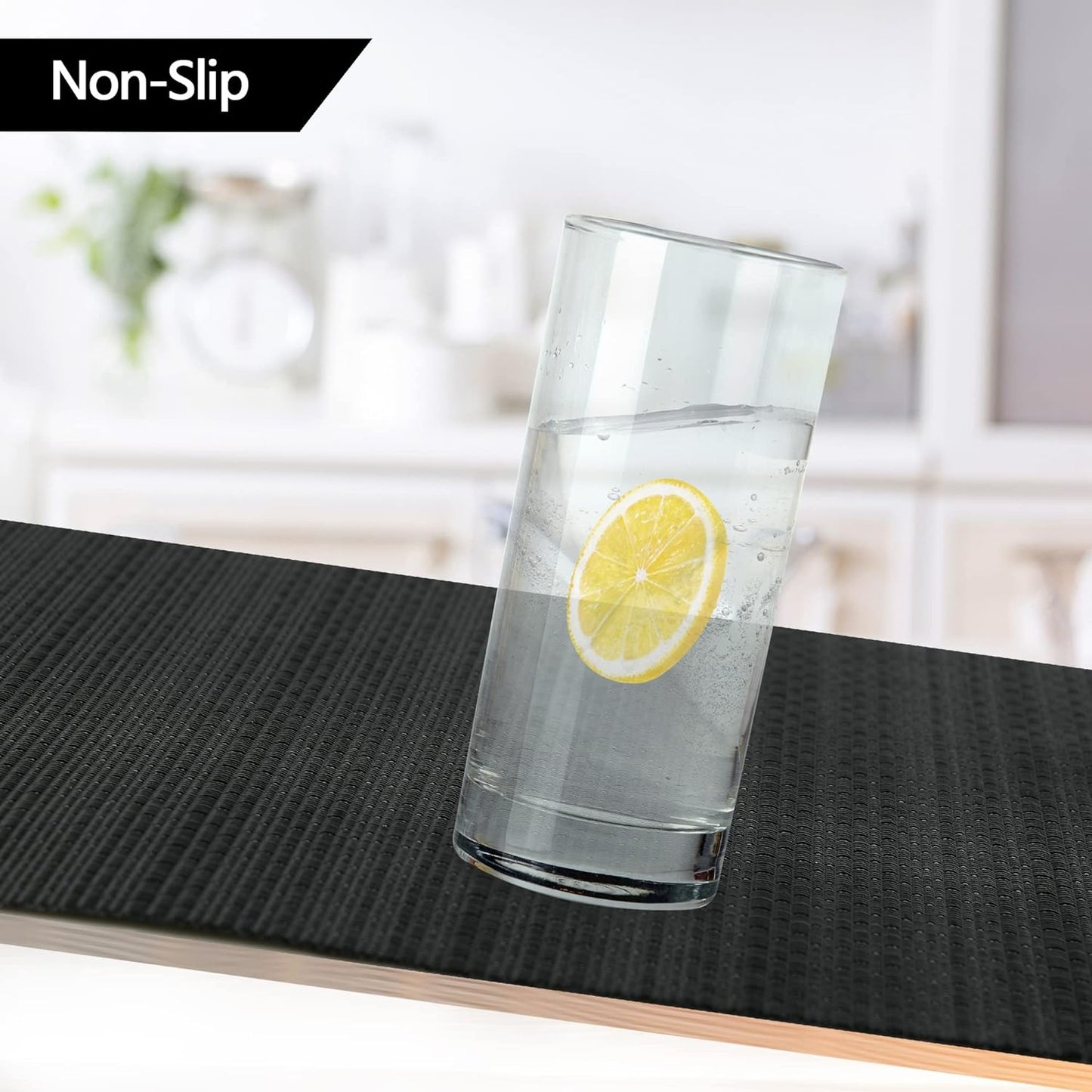 Black Placemats Set of 8 - Easy Clean Washable Vinyl Placemats - Heat Resistant Placemats for Kitchen Table - PVC Table Mats for Dining Table (Pure Black, 8)
