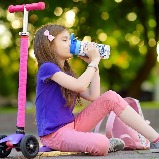 Kids Water Bottle with Spray Mist, 420ml Portable Kids Spray Drinking Bottle for Boys Girls School Cool Down and Hydrate