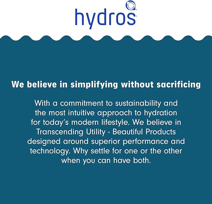 Hydros Water Filter Pitcher, 40 oz Slim Design, Patented Fast Flo Tech, Dishwasher Safe, Fills in Just 40 Seconds, BPA Free, 5 Cup Capacity, White