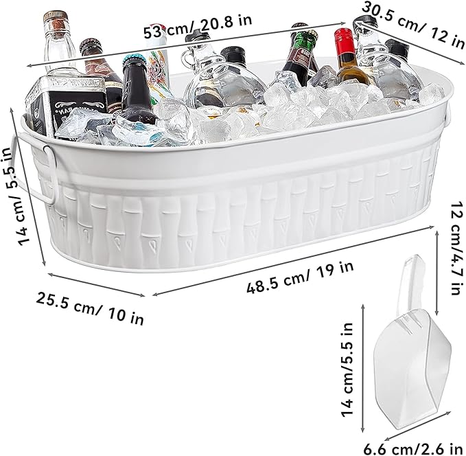 Large Ice Buckets for Parties, IKAYAS Galvanized Metal Ice Bucket Ice Tub with Scoop for Cocktail Bar Mimosa Bar Supplies, Large Champagne Bucket Beer bucket Metal