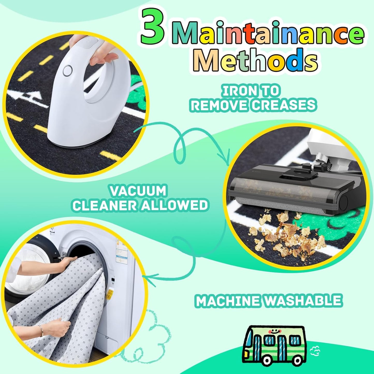 Kids Rug, Road Carpet for Kids with Combined City Road Traffic System, Car Rug and Airport Play Mat, 5x7 Ft Children’s Play Rugs for Playroom, Children’s City Traffic Map Fun Car Mat,Non-Slip