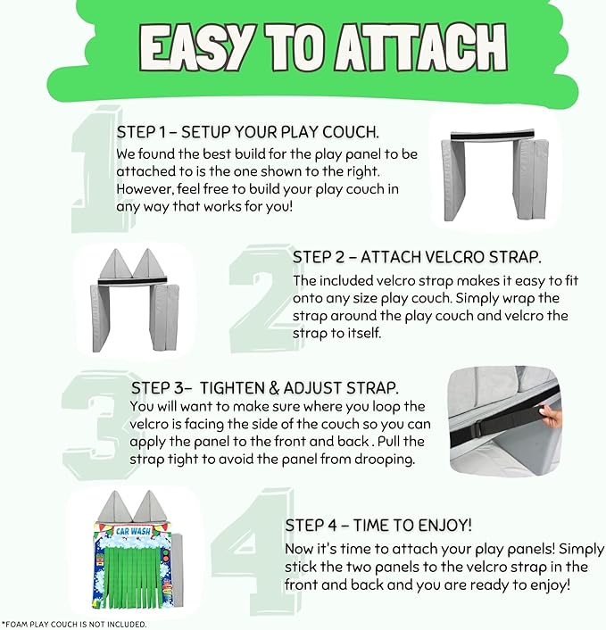 Play Panel for Childrens Foam Sofa Kids Couch (Car Wash)