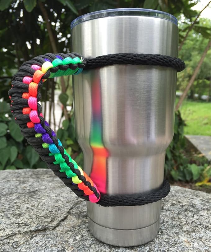 Handmade Paracord Handle for Yeti/Rtic/Ozark Trail Rambler 30 Oz Tumbler.(Colorful/black)