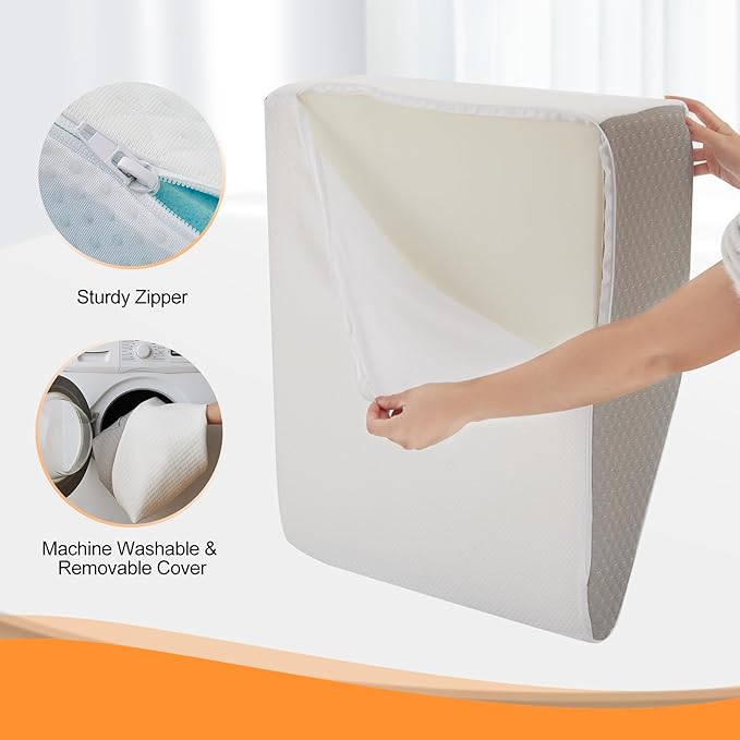 Leg Elevation Pillows for Sleeping, Memory Foam Wedge Pillow for Legs, Knee Wedge Pillow for After Surgery, Swelling, Back Pain and Circulation, Non-Slip Base, Removable Cover (8 Inch, White)