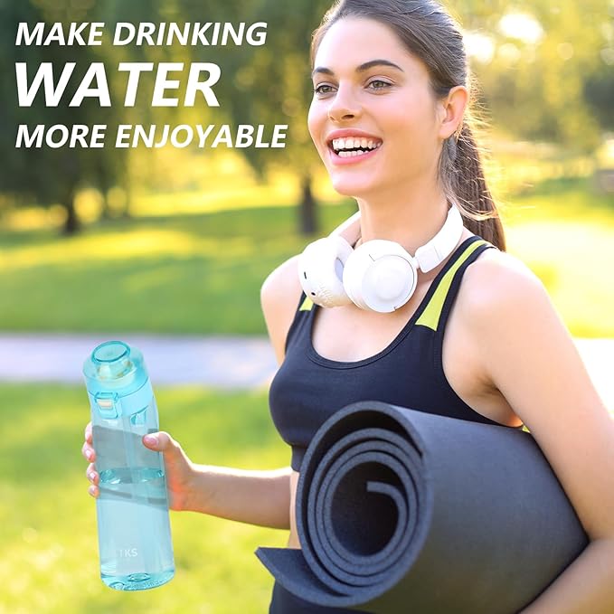 Water Bottle,650ml Air Water Bottle,Water Bottle with Flavor Pods,Leak Proof Sports Water Cup with Straw,Water Bottle Suitable for Outdoor Sports(Blue)